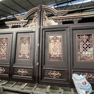 铝合金铝艺大门别墅庭院电动围墙家用院子农村乡村进户双开对开门