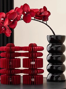 颜值派喜字婚房布置桌面装饰双囍折纸摆件结婚卧室客厅婚庆用花瓶