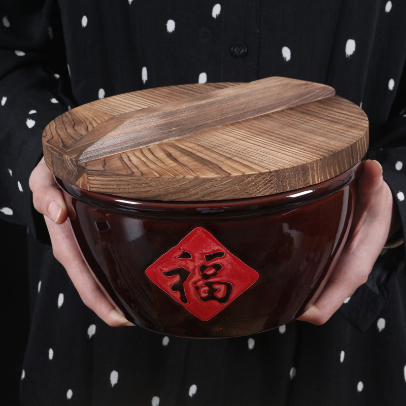 福字缸汤盆缸猪油缸盖号加厚陶瓷碗盖煮鱼酸菜鱼盆商用