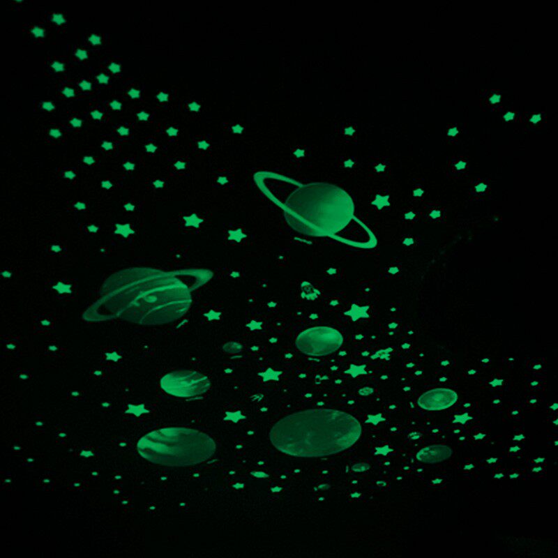 夜光宇宙太空太阳系墙贴幼儿园教室贴画荧光星星月亮星座贴纸
