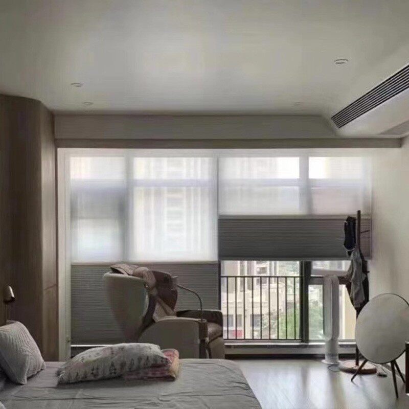 双层遮阳拉珠天棚帘顶帘内置蜂巢帘阳台卫生间室遮光蜂巢帘
