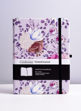 灰色花卉点阵笔记本160gsm仿皮学生创意小清新B6硬面绑带手账本