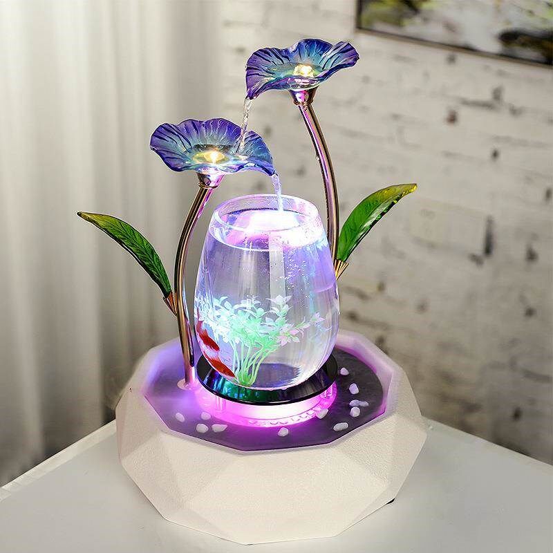 流水鱼缸电视柜家居小陶瓷喷泉水景开业礼品
