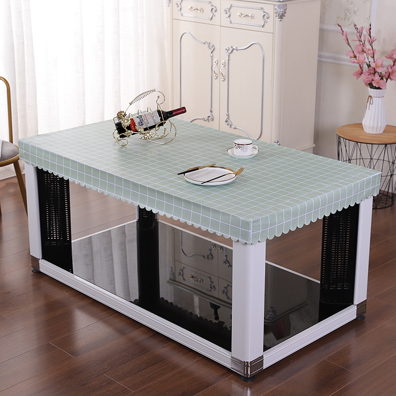 新款PU皮长方形茶几烤火桌皮罩家用防水防油电取暖炉桌套电炉桌布