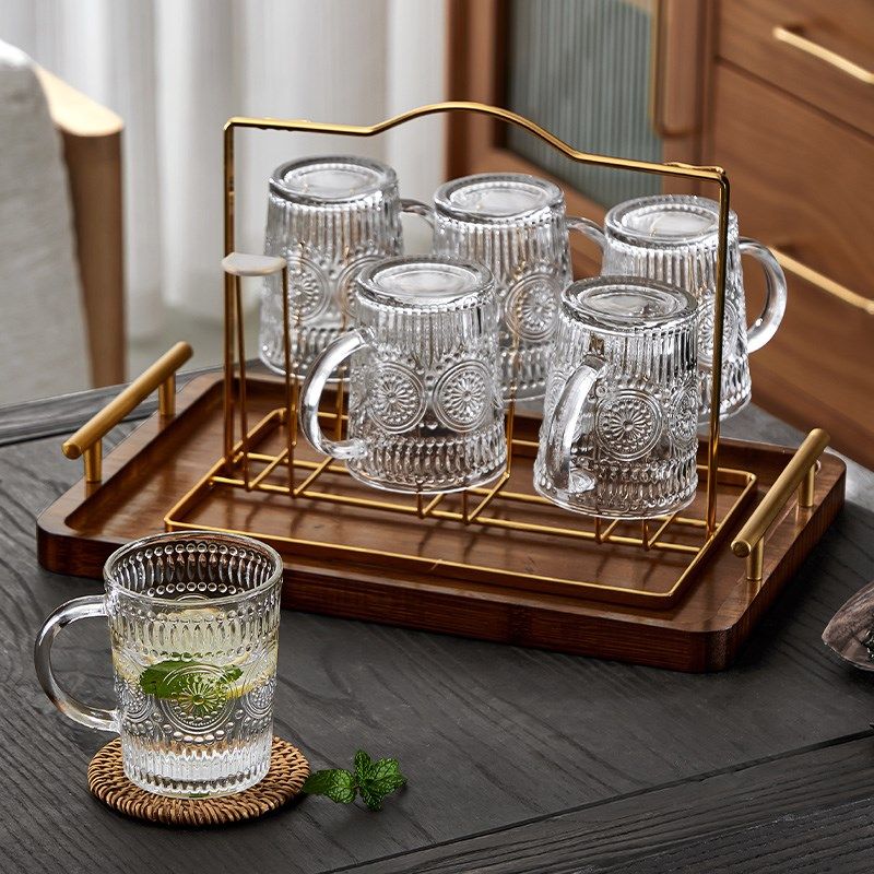 复古高档玻璃杯家用耐高温泡茶杯具套装客厅茶几待客带把喝水杯子,餐饮具,水具套装,淘宝优惠券,粉丝福利购,淘宝优惠卷