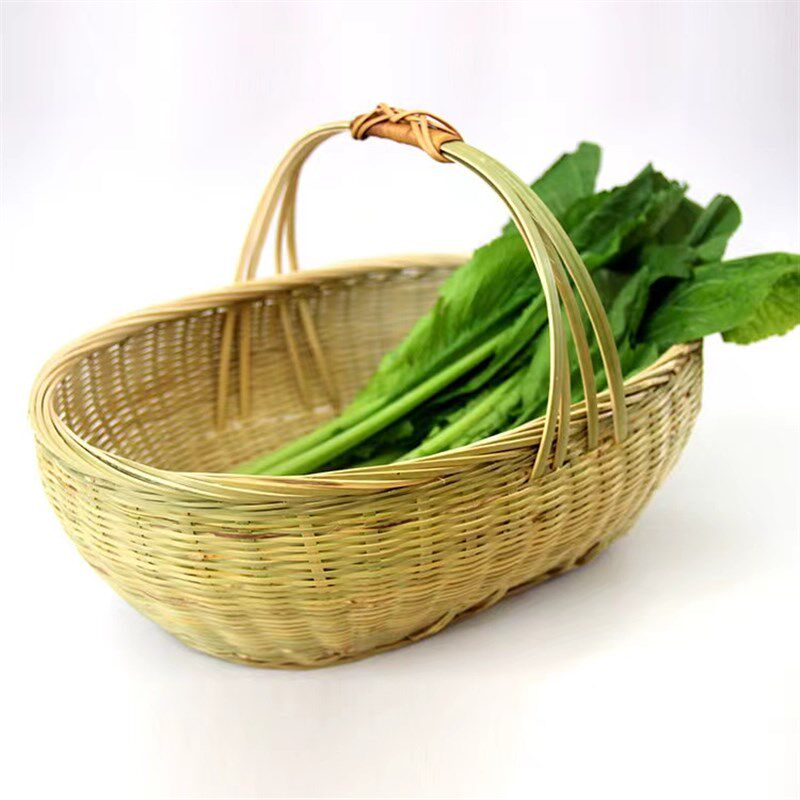 手提篮竹编菜篮子购物篮鸡蛋筐饭店装饰蔬菜篮野餐篮竹箩筐