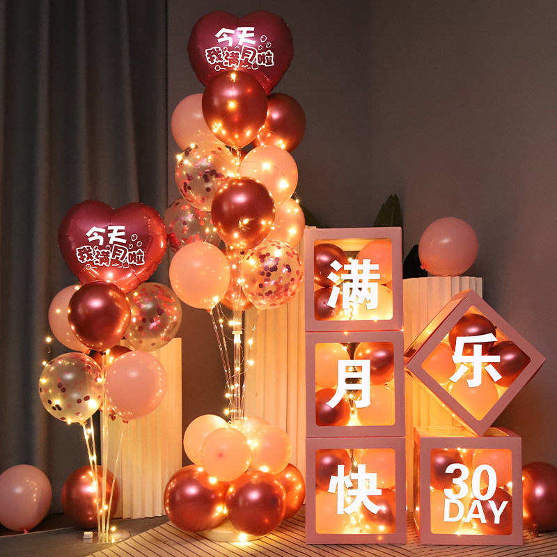 宝宝满月气球装饰品女男孩满月宴气氛场景布置儿童满月百天背景墙,节庆用品/礼品,气球,淘宝优惠券,粉丝福利购,淘宝优惠卷