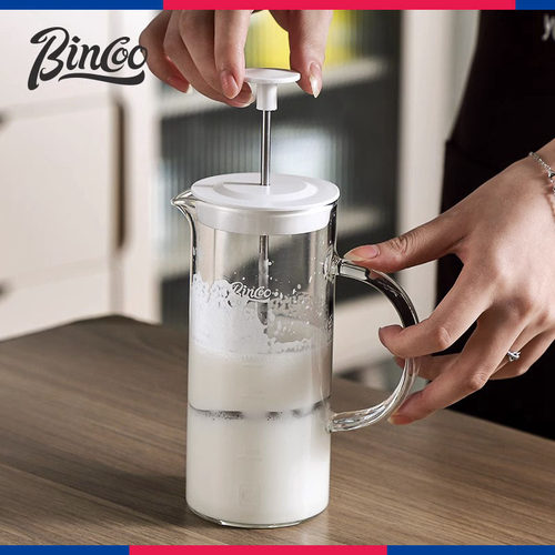 Bincoo玻璃法式滤压壶手冲咖啡壶滤压壶手动打奶泡器家用滤茶壶