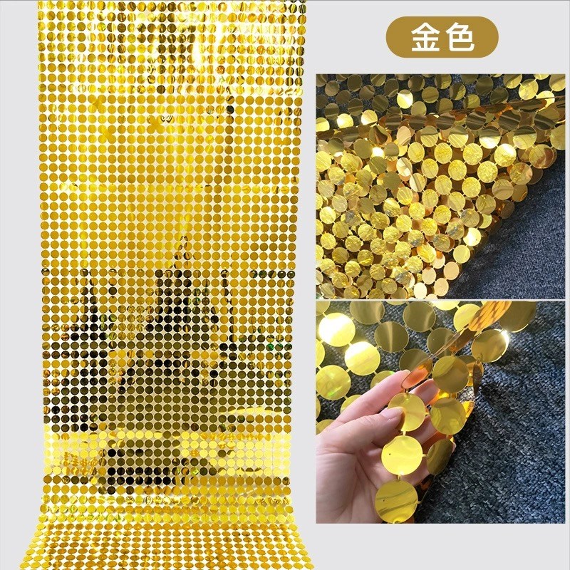 圆形镜面亮片婚庆吊顶挂饰道具舞台背景装饰布置家居软装幻彩亮片