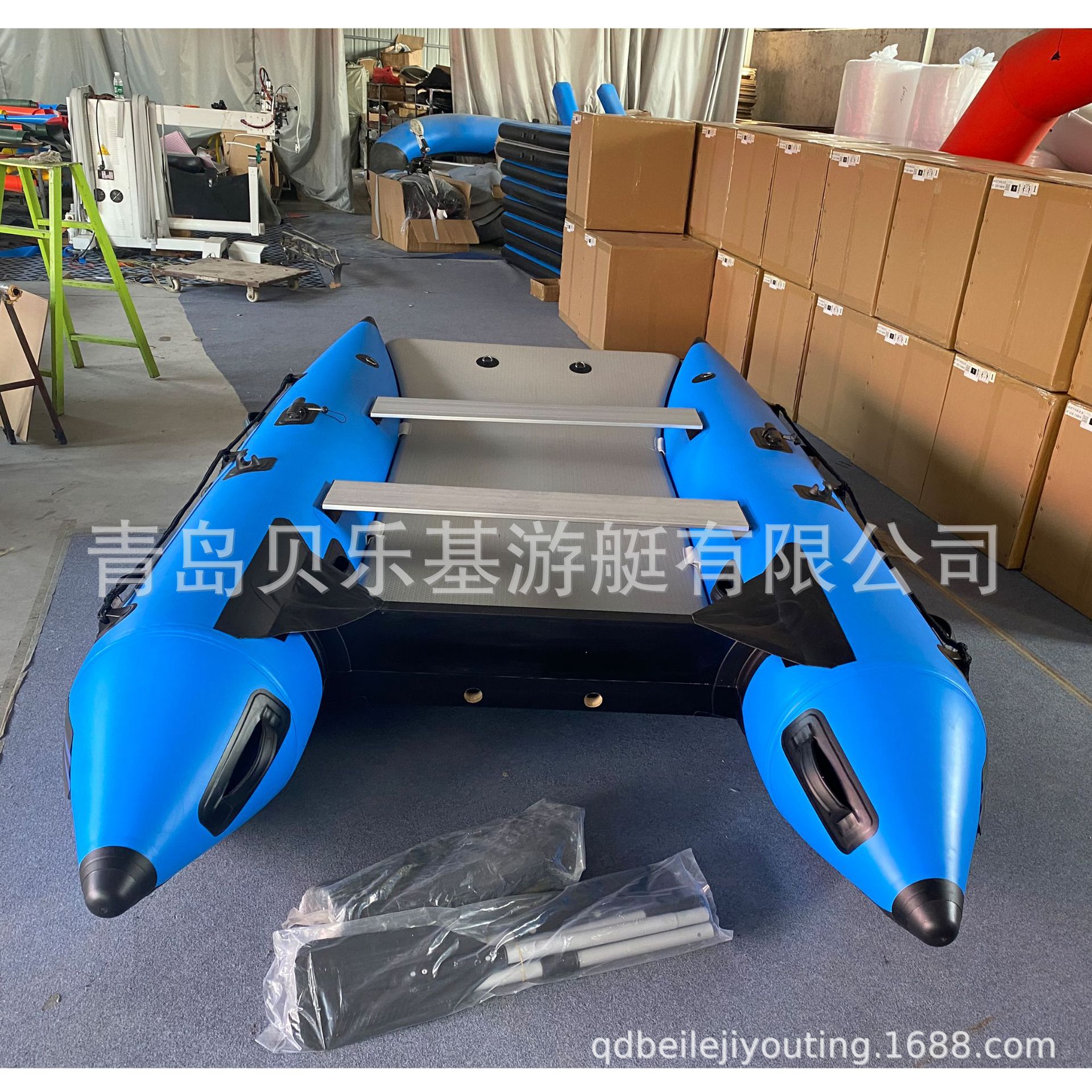 3米双体船橡皮艇加厚硬底皮筏艇特厚拉丝底钓鱼船充气船皮划艇船