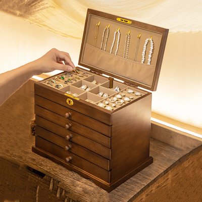 首饰盒实木大容量手饰品珠宝收纳盒高档精致抗氧化抽屉式新婚礼物