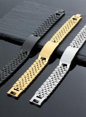 不锈钢弯牌手链男款 银色金色刻字手链表带环绕链 欧美潮男饰品