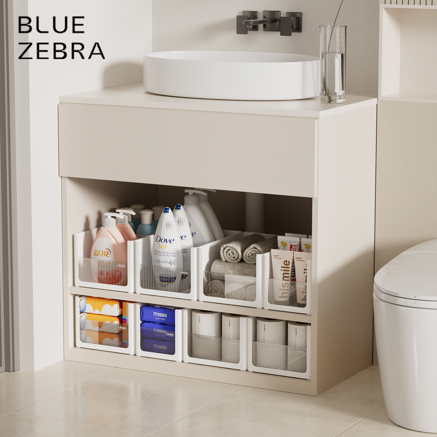 浴室柜收纳盒透明直角款储物筐