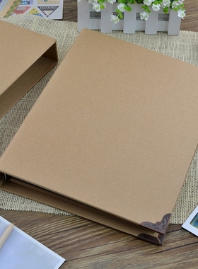 Y相册牛皮纸剪贴本活页本厚卡纸影集手绘复古手工孔同录 可拆卸宝