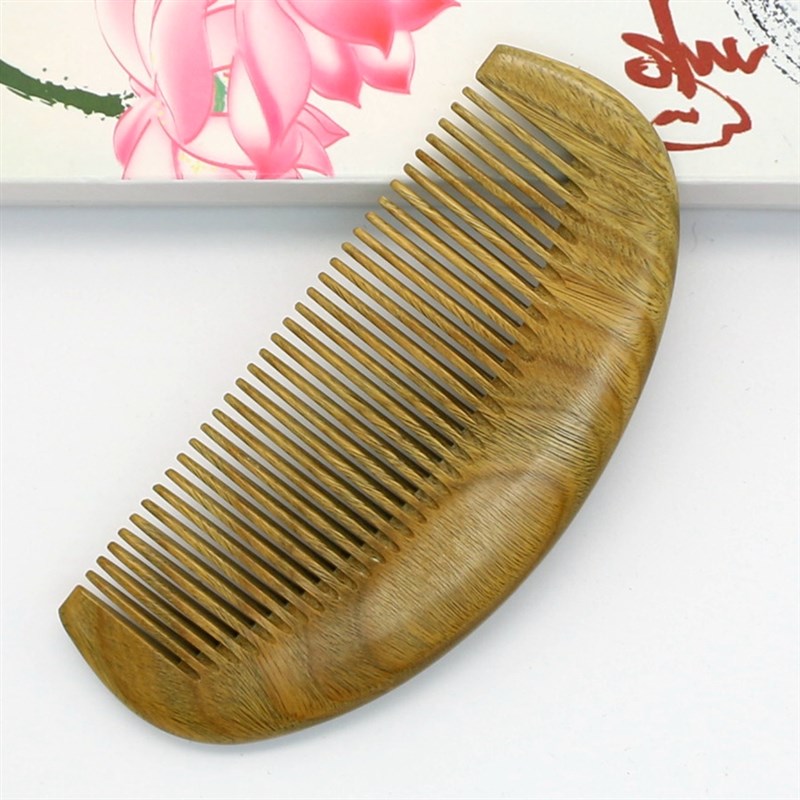 天然绿檀木梳巧口袋便携可爱整木梳檀香玉檀静护发梳
