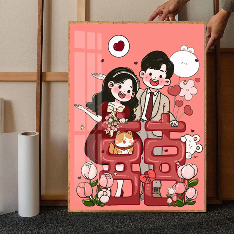 喜字结婚钻石画满钻人物订婚立牌十字绣石贴画