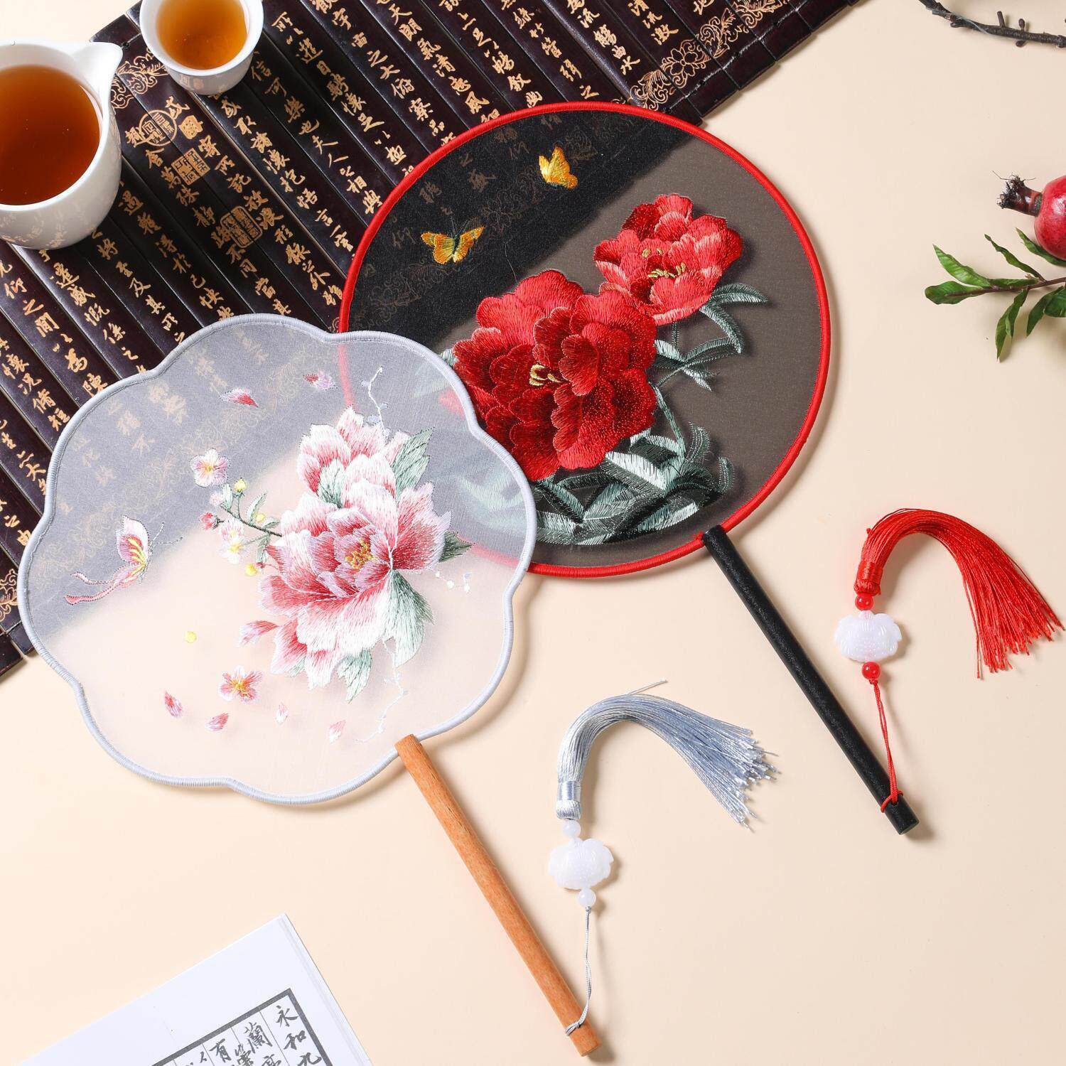 苏绣双面绣团扇刺绣汉服专用百搭舞蹈扇旗袍扇古典中式扇子古风