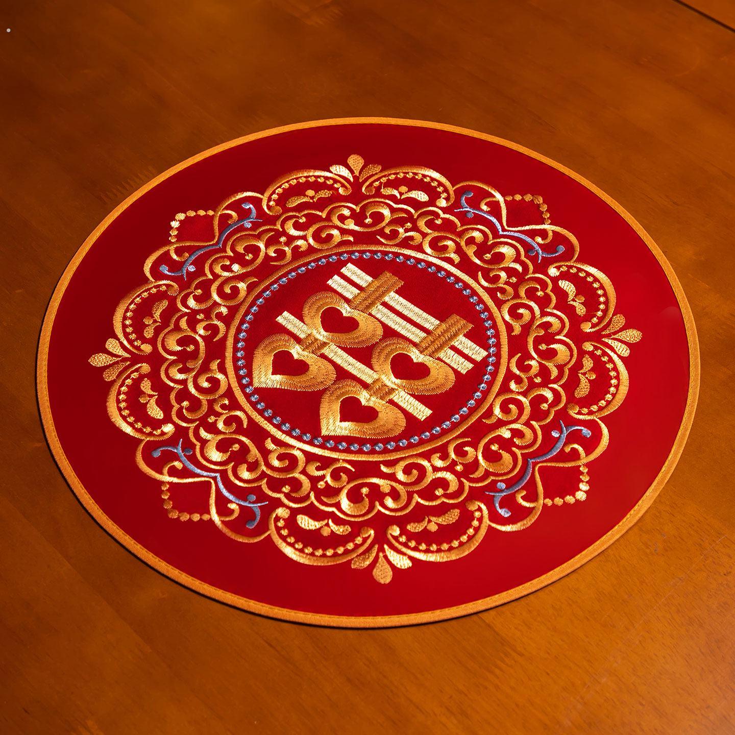 喜庆杯垫红色餐垫吸水隔热垫新中式餐桌垫高级感圆形茶杯咖啡杯垫