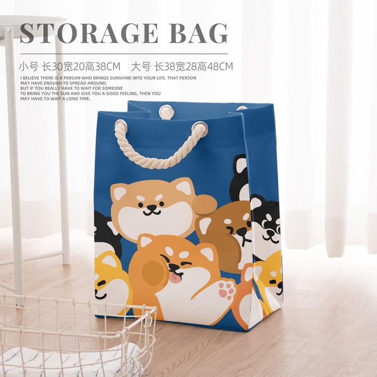 可爱柴犬 多用帆布脏衣篮收纳袋 大容量防潮防霉衣服被子整理袋