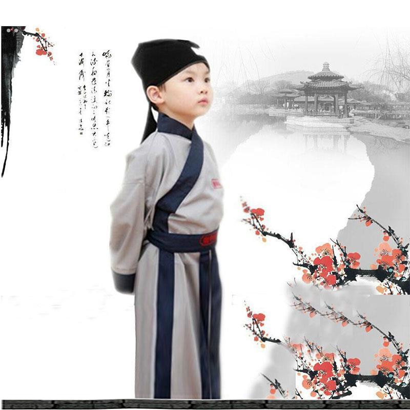六一演出服幼儿童古装书童国学汉服男童宋朝古代书生学生古诗朗诵