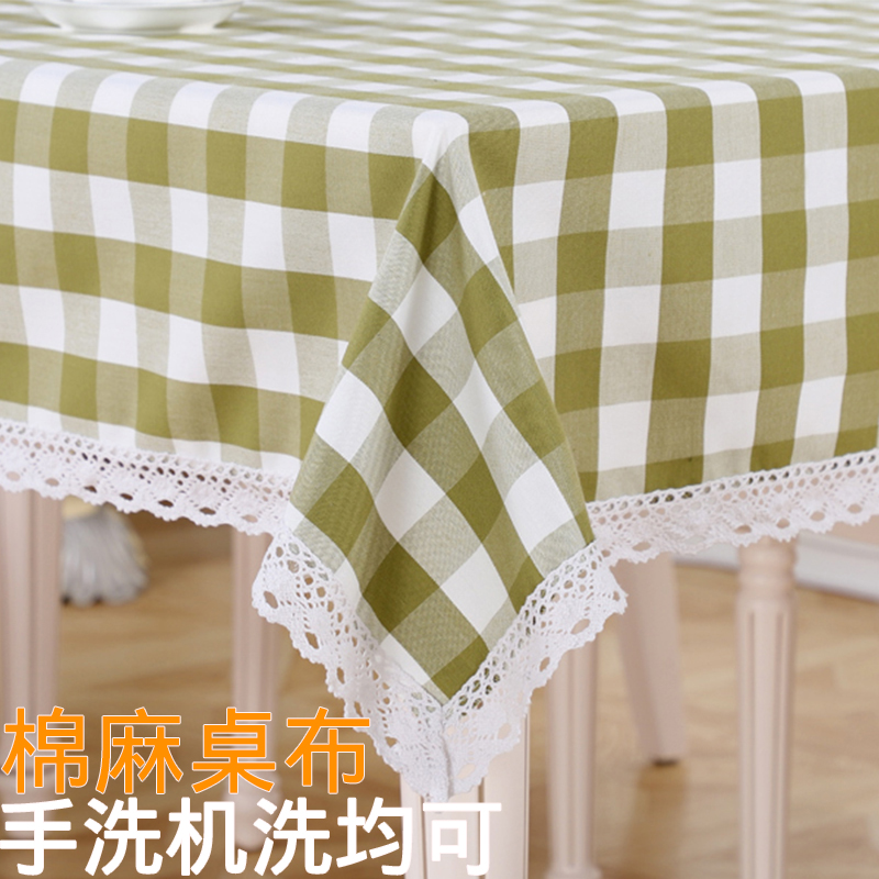 桌布布艺棉麻小方桌正方形格子现代简约茶几台布家用餐桌布长方形
