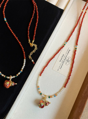 葫芦红玛瑙红色项链女款