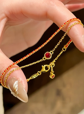 马年本命年红色闪钻编织红绳手链