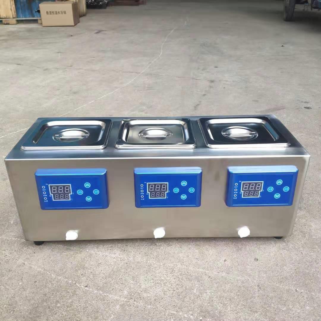 DK-8D恒温水浴槽，不锈钢内胆外壳，三孔三温水槽