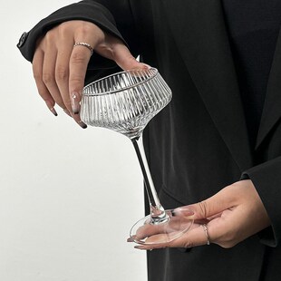 水晶玻璃鸡尾酒k杯古典刻花高脚杯宽口马天尼杯酒吧特调饮品杯