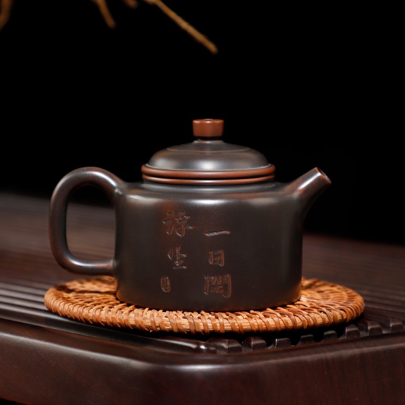广西钦州坭兴陶茶壶 小德钟 手B工紫砂建水紫陶瓷泥兴陶茶具泡茶