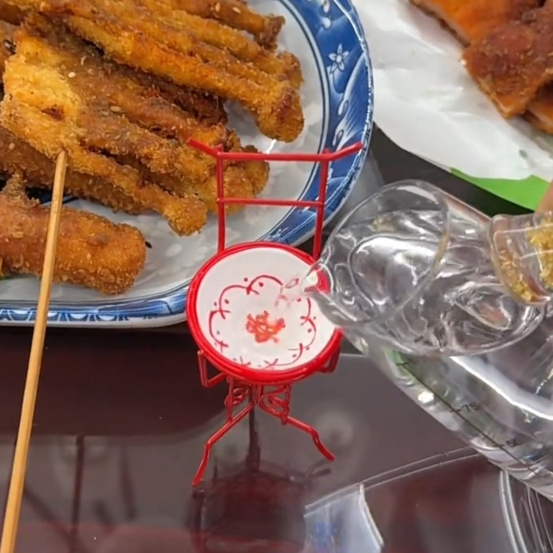 复古怀旧微缩模型迷你喜字脸盆架子娃娃屋配件小朋友过家家diy