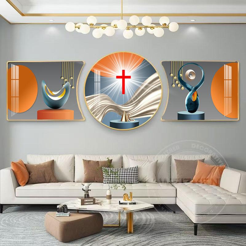 十字架晶瓷镶砖装饰画珠联