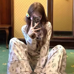 月光盒【邪恶Kitty】睡衣女翻领休闲舒适宽松高级复古家居服