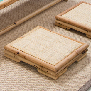榻榻米方坐垫茶几蒲团坐墩家用地上打坐佛家拜垫夏季 竹藤日式 飘窗
