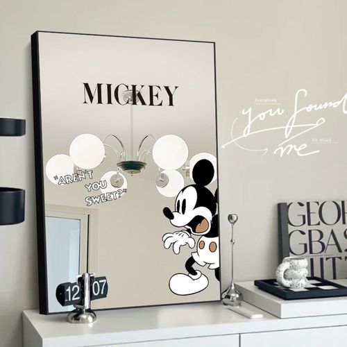 ins风客厅装饰画轻奢高级感米奇镜子画房间桌面摆画简约卧室挂画