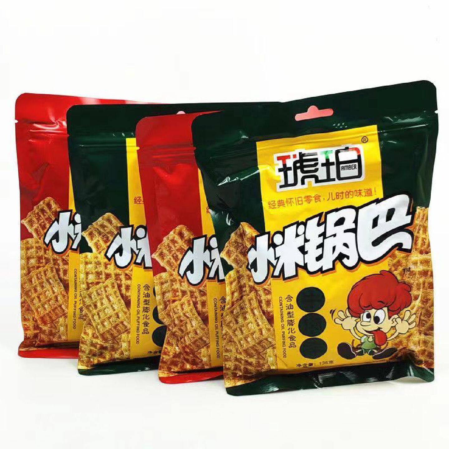 琥珀小米锅巴135g批发大袋零食老式8090后怀旧牛肉味麻辣味混合装