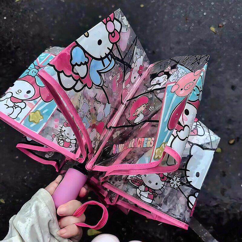 可爱猫雨伞防晒伞晴雨两用结实抗风雨伞加固自动女生高颜值透明伞