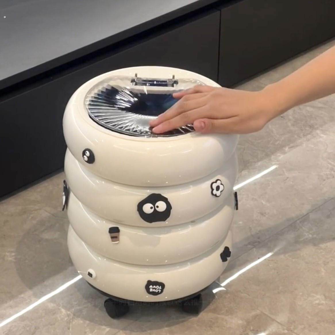 垃圾桶高颜值甜甜圈垃圾桶带轮子大容量家用带盖子可移动客厅纸篓