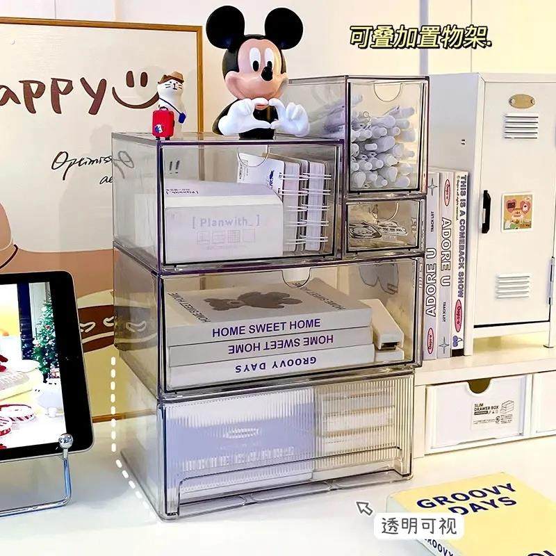 透明亚克力收纳盒防尘分格大容量多层首饰展示架桌面抽屉式收纳盒