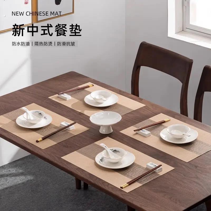 拍照好看的餐垫国风餐垫长条隔热垫新中式防水台垫餐桌垫西餐垫餐