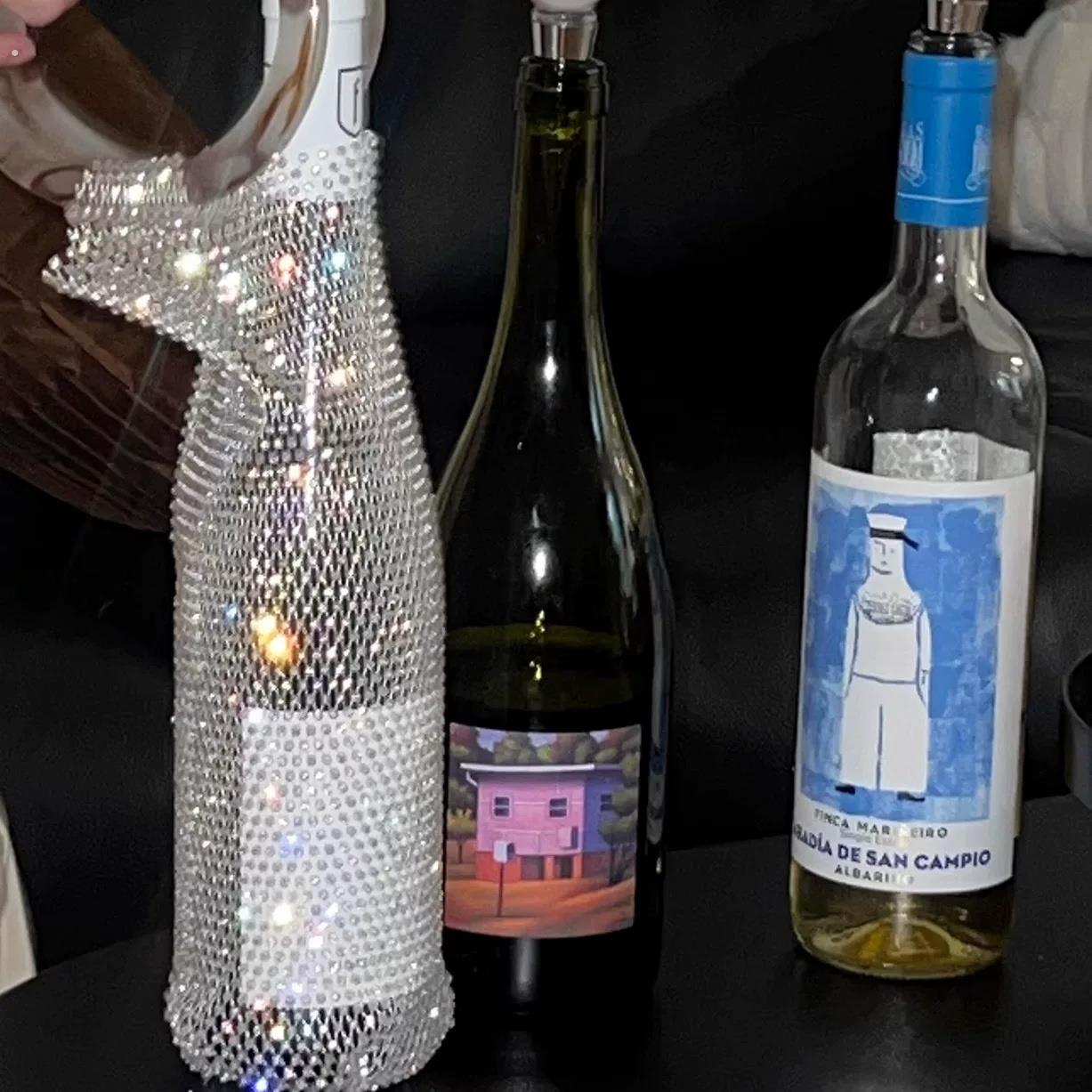 新年节日礼物钻石红酒袋轻奢保温杯袋高品质捷克钻手拎手工编织