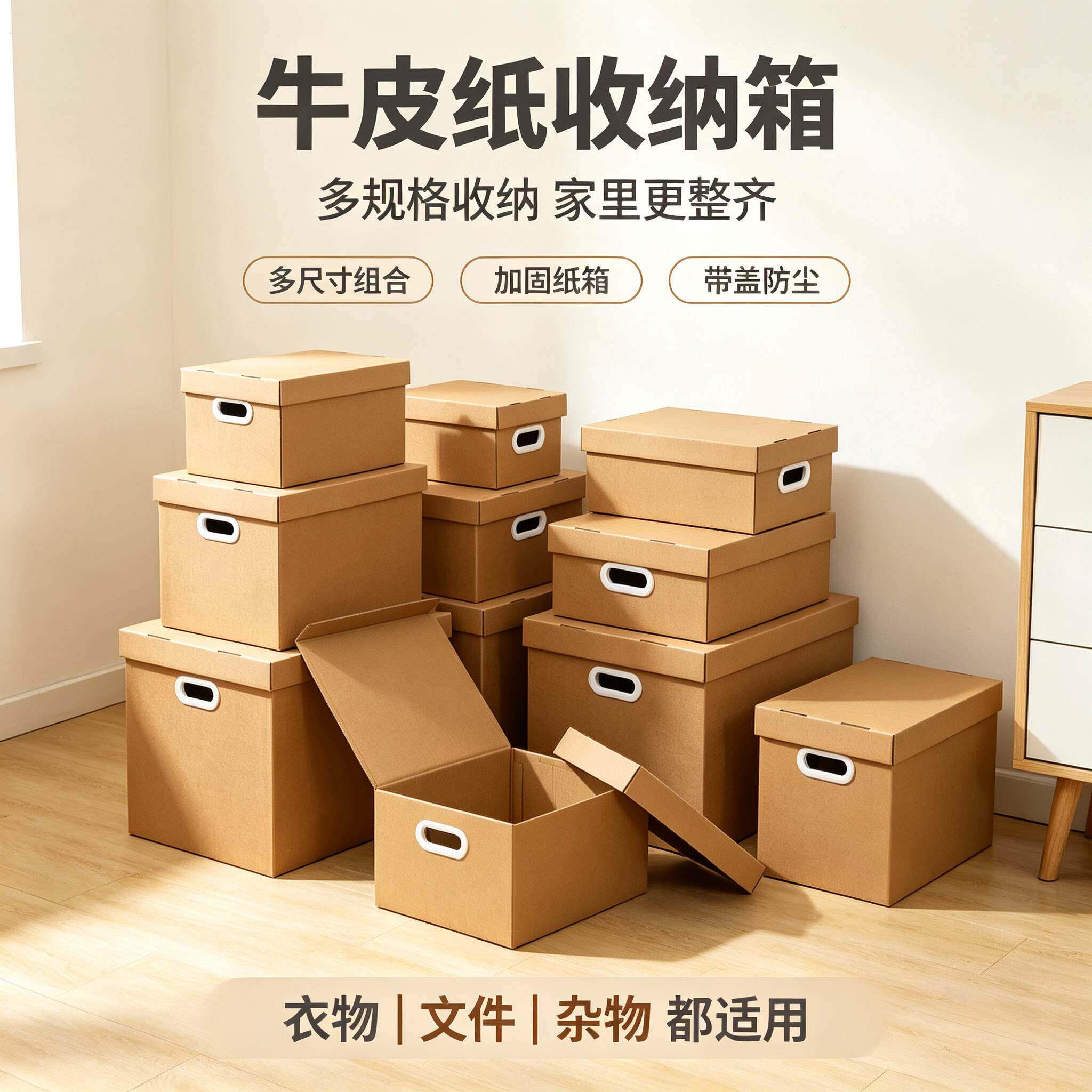 牛皮纸质箱纸盒财务会计档案文件大箱子收纳盒书本折叠纸箱礼物盒