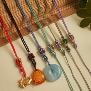 同心结中国结挂绳黄金吊坠编织绳金锁编绳项链可调节红绳挂脖绳子