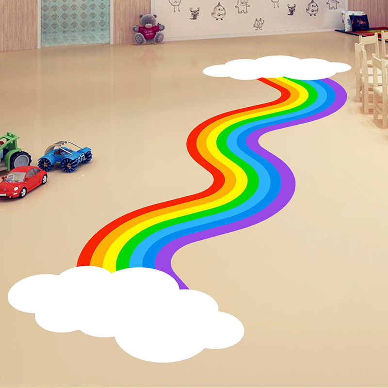 彩虹地贴商场引流跑道彩色幼儿园走廊户外滑耐磨可移除自粘贴纸