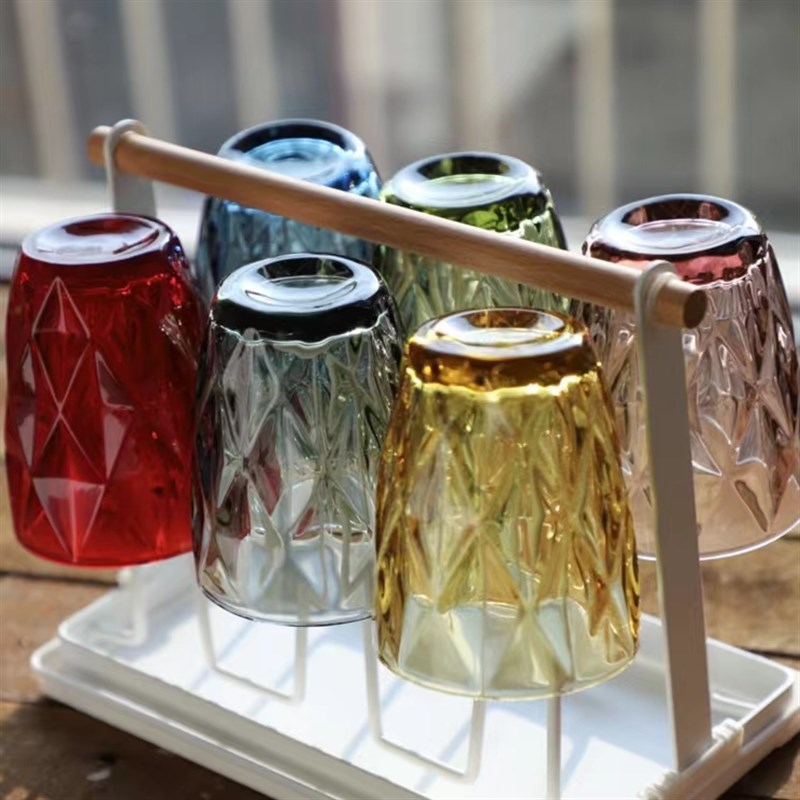 【只装】彩色复古玻璃杯酒店宾馆漱口杯 情侣牙刷杯杯加厚