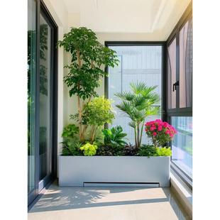 阳台花箱带排水定制组合铁艺户外造景花槽金属露台庭院室内成品箱