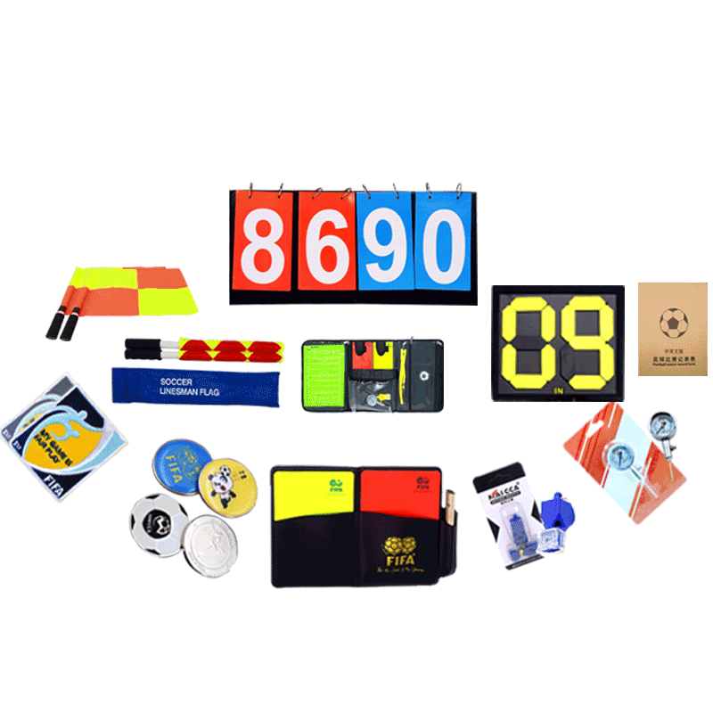 足球比赛裁判用品边裁旗红黄牌挑边器裁判装备专业护齿口哨巡边旗