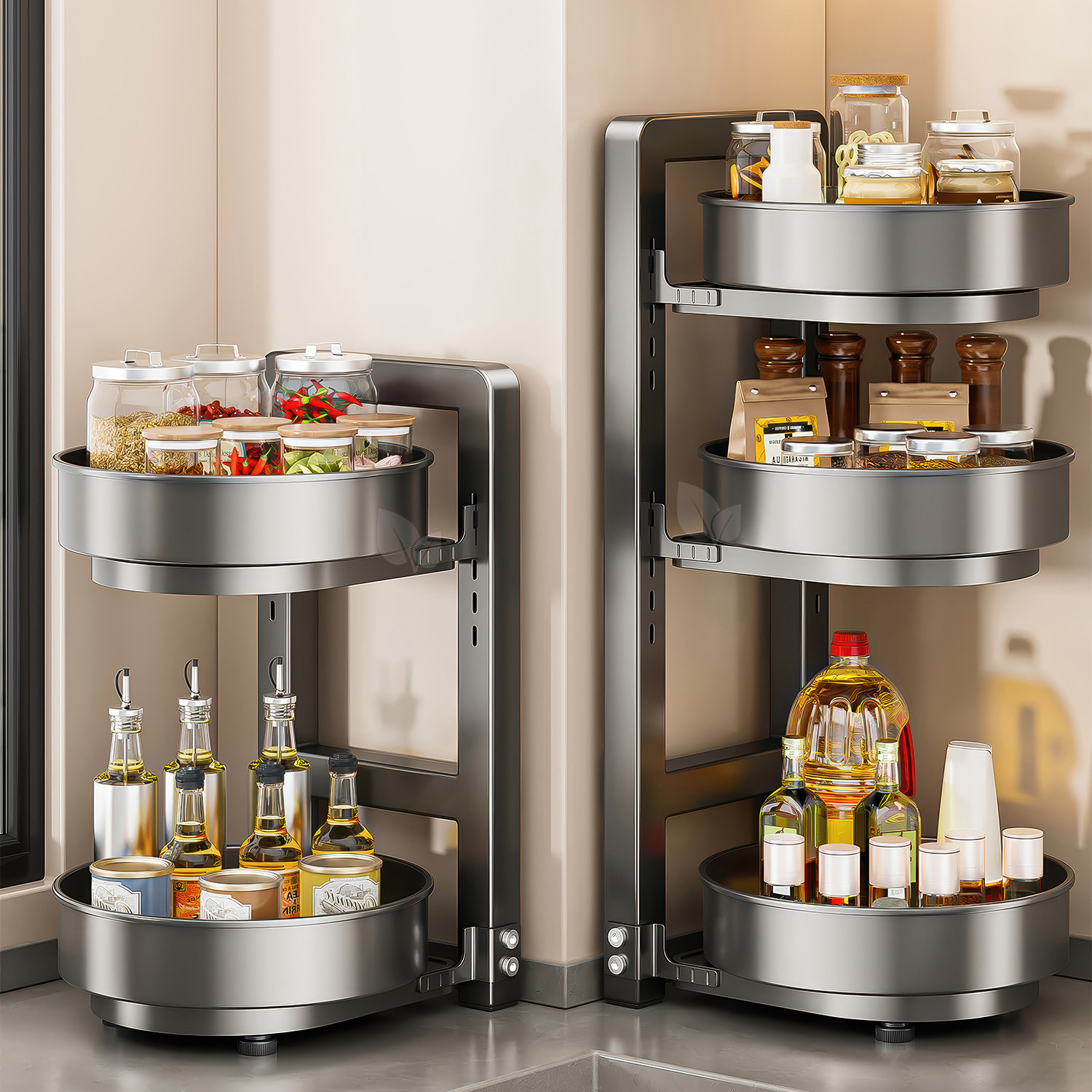 多功能可旋转置物架厨房台面多层可调节调味料收纳架油盐酱醋转盘,厨房/烹饪用具,调料置物架,淘宝优惠券,粉丝福利购,淘宝优惠卷