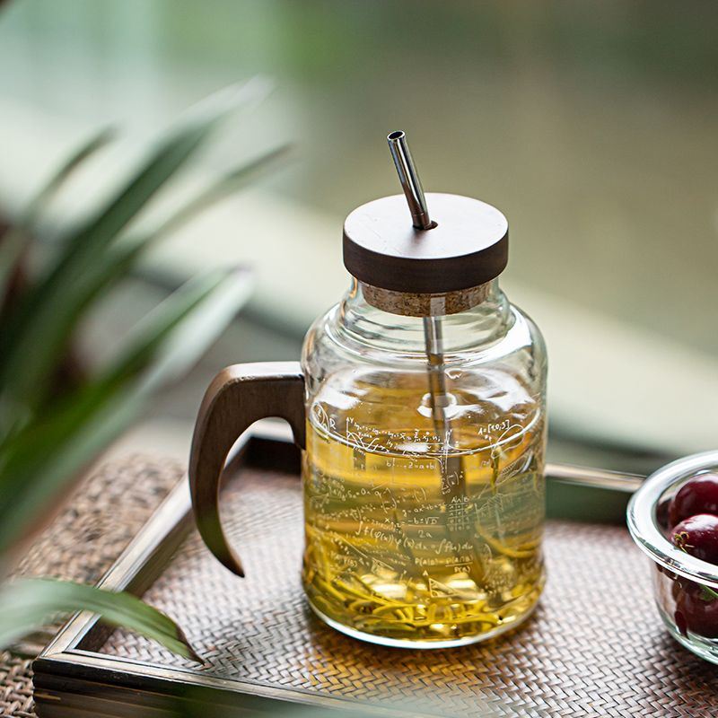 高硼硅玻璃水杯手把杯凉水壶带盖吸管便捷简约大容量学霸杯喝茶杯