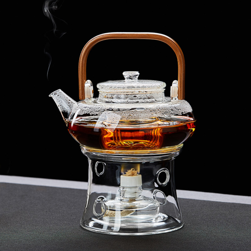 玻璃花茶壶酒精底座保温围炉功夫茶具套装加热明火烧水煮茶器